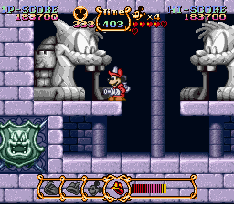 The Magical Quest Starring Mickey Mouse (SNES) screenshot: There are many passages through Pete's castle.