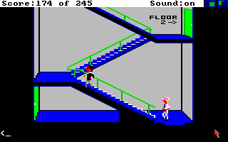 Police Quest: In Pursuit of the Death Angel (Amiga) screenshot: Following the Death Angel up to his room.