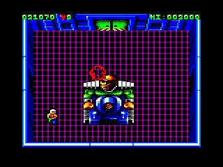 Smash T.V. (Amstrad CPC) screenshot: Say hello to Mutoid Man