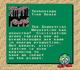 SimEarth: The Living Planet (SNES) screenshot: Technology time scale