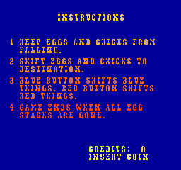 Chicken Shift (Arcade) screenshot: Instructions