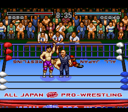 Zen-Nihon Pro Wrestling (SNES) screenshot: He won.