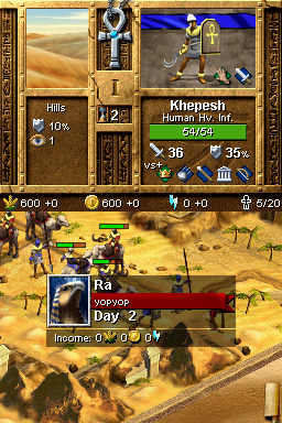 Age of Empires: Mythologies (Nintendo DS) screenshot: Each turn is one day of game time.