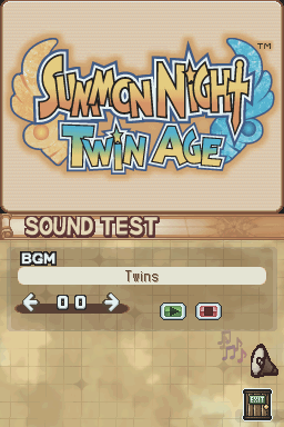 Summon Night: Twin Age (Nintendo DS) screenshot: Sound test screen
