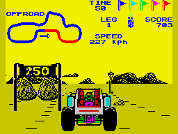 Speed Buggy (ZX Spectrum) screenshot: "Offroad" track