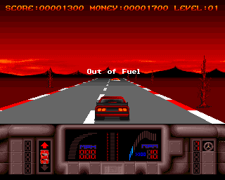 Overlander (Amiga) screenshot: Out of fuel.
