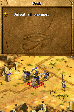 Age of Empires: Mythologies (Nintendo DS) screenshot: Fulfill the objectives to win each scenario.