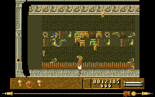 Eye of Horus (Amiga) screenshot: Attack of the hieroglyphs