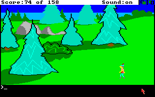 King's Quest (Amiga) screenshot: There are many trees along the countryside.