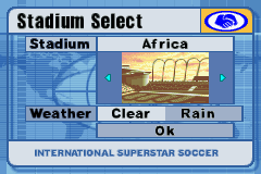 International Superstar Soccer (Game Boy Advance) screenshot: Stadium Select.