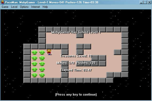 PocoMan! (Windows) screenshot: First level finished