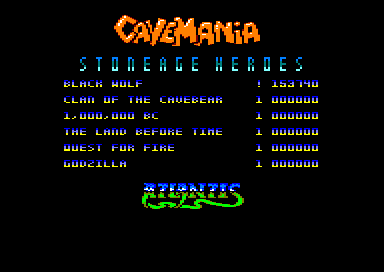 Cavemania (Amstrad CPC) screenshot: High scores