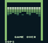 Arcade Classics: Battlezone/Super Breakout (Game Boy) screenshot: Super Breakout: Game over.