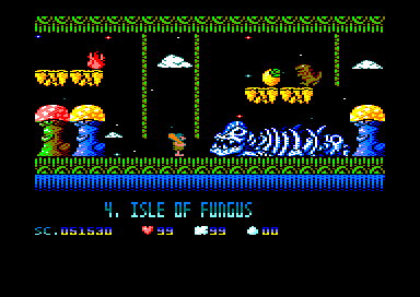 Cavemania (Amstrad CPC) screenshot: Something died down here