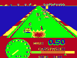 Speed Racer (Dragon 32/64) screenshot: Crashing (green)