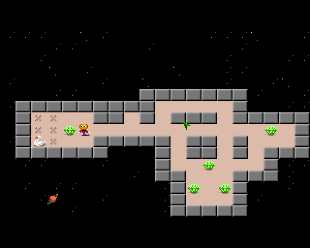 PocoMan! (Amiga) screenshot: Pushing emeralds on level 2