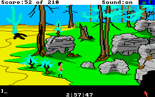 King's Quest III: To Heir is Human (Amiga) screenshot: Near some rocks.