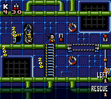 Sink or Swim (Game Gear) screenshot: Rescuing passengers in level 1