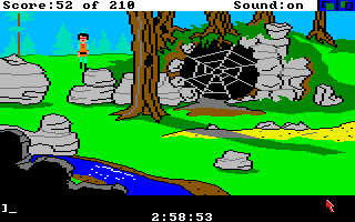 King's Quest III: To Heir is Human (Amiga) screenshot: Near a large spider web.