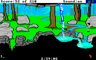 King's Quest III: To Heir is Human (Amiga) screenshot: Walking along pretty countryside.