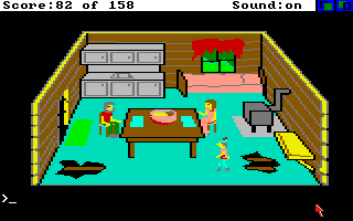 King's Quest (Amiga) screenshot: Inside the woodcutter's home.