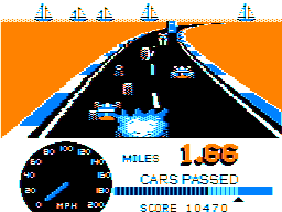 Speed Racer (TRS-80 CoCo) screenshot: Crashing