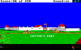Gold Rush! (Amiga) screenshot: Sutter's Fort in California.