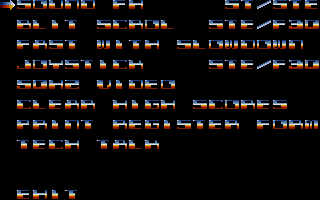 Asteroidia (Atari ST) screenshot: Options screen