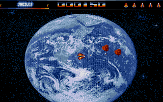 Asteroidia (Atari ST) screenshot: Incoming asteroids