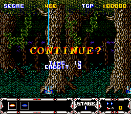 Thunder Spirits (SNES) screenshot: Continue screen