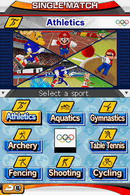 Mario & Sonic at the Olympic Games (Nintendo DS) screenshot: Choose event.