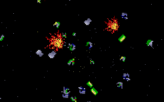 Deep Space (Atari ST) screenshot: My ship got blown into pieces