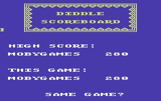 Hey Diddle Diddle (Commodore 64) screenshot: Scoreboard