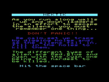 Hektik (VIC-20) screenshot: A sort story