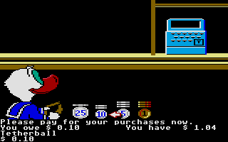 Donald Duck's Playground (Atari ST) screenshot: Paying a toy