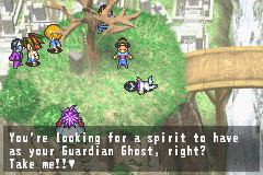 Shaman King: Legacy of the Spirits - Sprinting Wolf (Game Boy Advance) screenshot: An earthbound spirit wants to join Yoh's team.