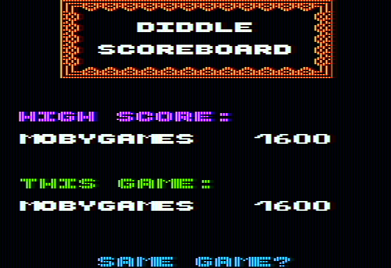 Hey Diddle Diddle (Apple II) screenshot: Scoreboard