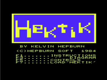 Hektik (VIC-20) screenshot: Opening screen