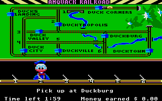 Donald Duck's Playground (Atari ST) screenshot: Managing the railway track is not easy