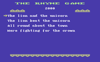 Hey Diddle Diddle (Commodore 64) screenshot: Starting out with a rhyme