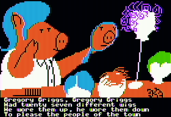 Hey Diddle Diddle (Apple II) screenshot: Gregory Griggs, Gregory Griggs...