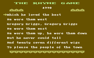 Hey Diddle Diddle (Commodore 64) screenshot: A game with eight lines