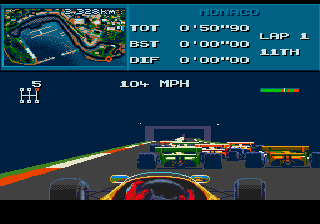 Formula One (Genesis) screenshot: Tunnel at Monte Carlo