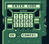 The Lost World: Jurassic Park (Game Boy) screenshot: The password entry screen