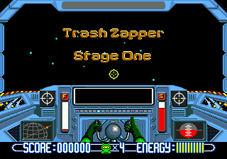 Math Blaster: Episode One - In Search of Spot (Genesis) screenshot: Trash Zapper: Solving equations to power up the tractor beam.