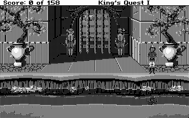 Roberta Williams' King's Quest I: Quest for the Crown (DOS) screenshot: Outside the castle... (CGA)