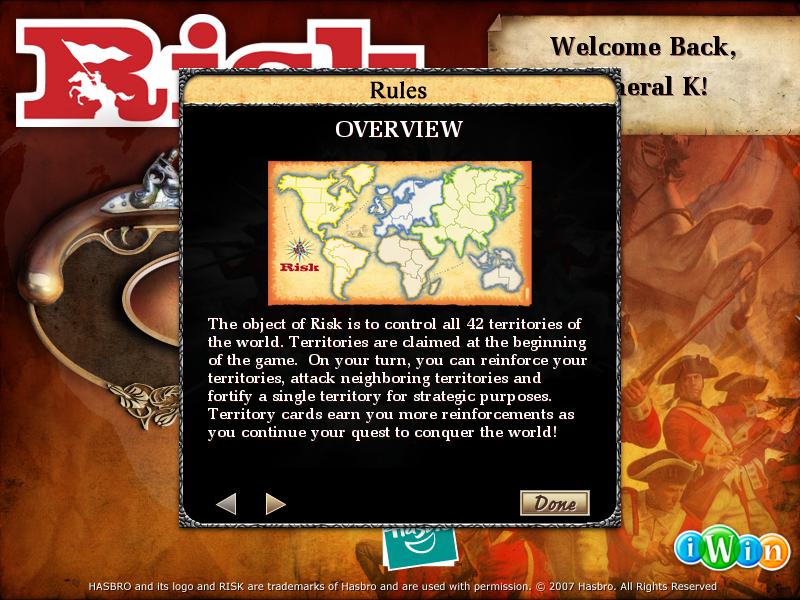 Risk (Windows) screenshot: Instructions, page 1