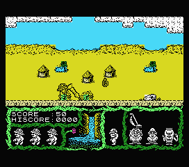 Cosmic Relief: Prof. Renegade to the Rescue (MSX) screenshot: These are raindrops you don't want falling on your head.