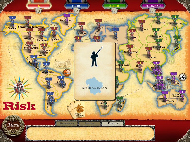 Risk (Windows) screenshot: Earning a territory card