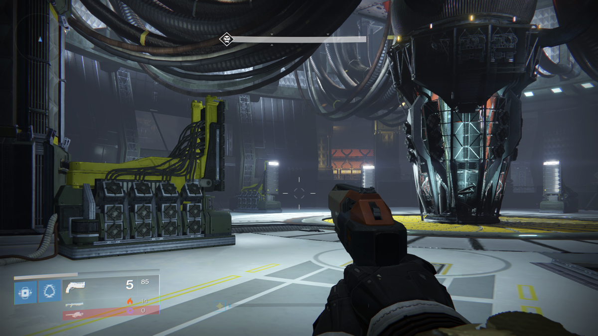 Destiny: Expansion I - The Dark Below (Xbox One) screenshot: Exploring an underground base.